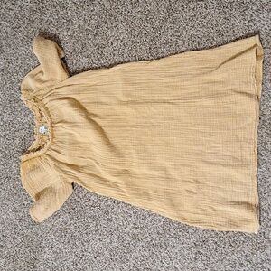 Wonderly Womens Yellow Mini Dress Gauzy Cotton Puff Sleeves Size Petite Small